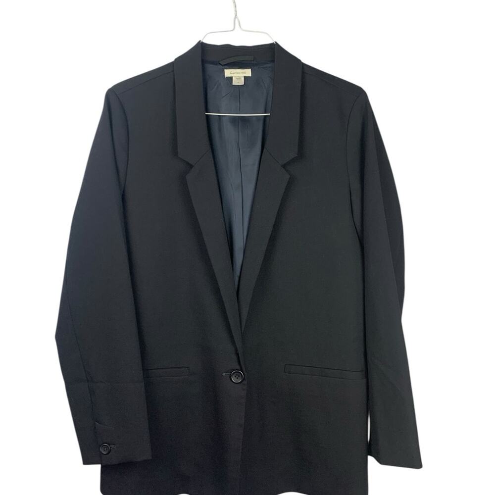 Garnet Hill size 12 large dark navy blue Classic wool Blazer work casual pro